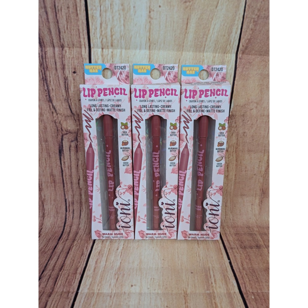 3 PK Ioni Cosmetics Butter Bae Lip Pencil Warm Nude Matte Lip Liner